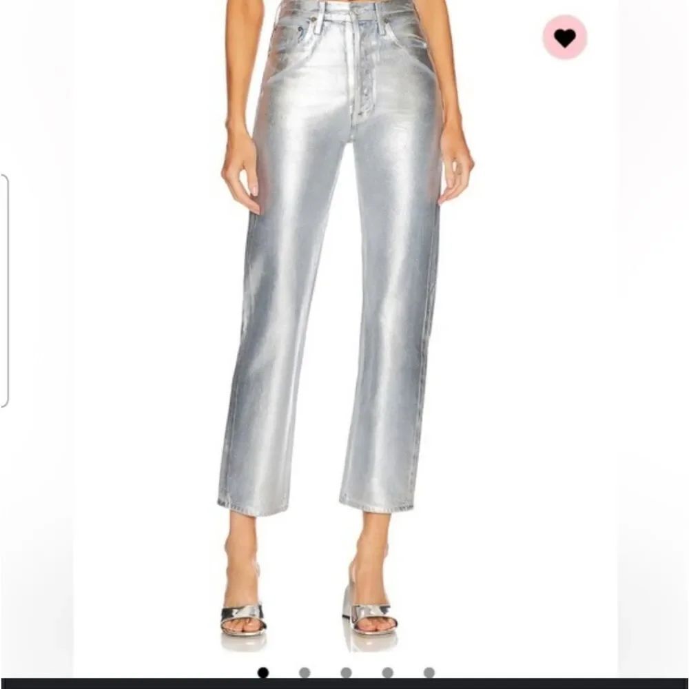 Rebecca Minkoff Silver Metallic High-Waisted Jeans NWOT